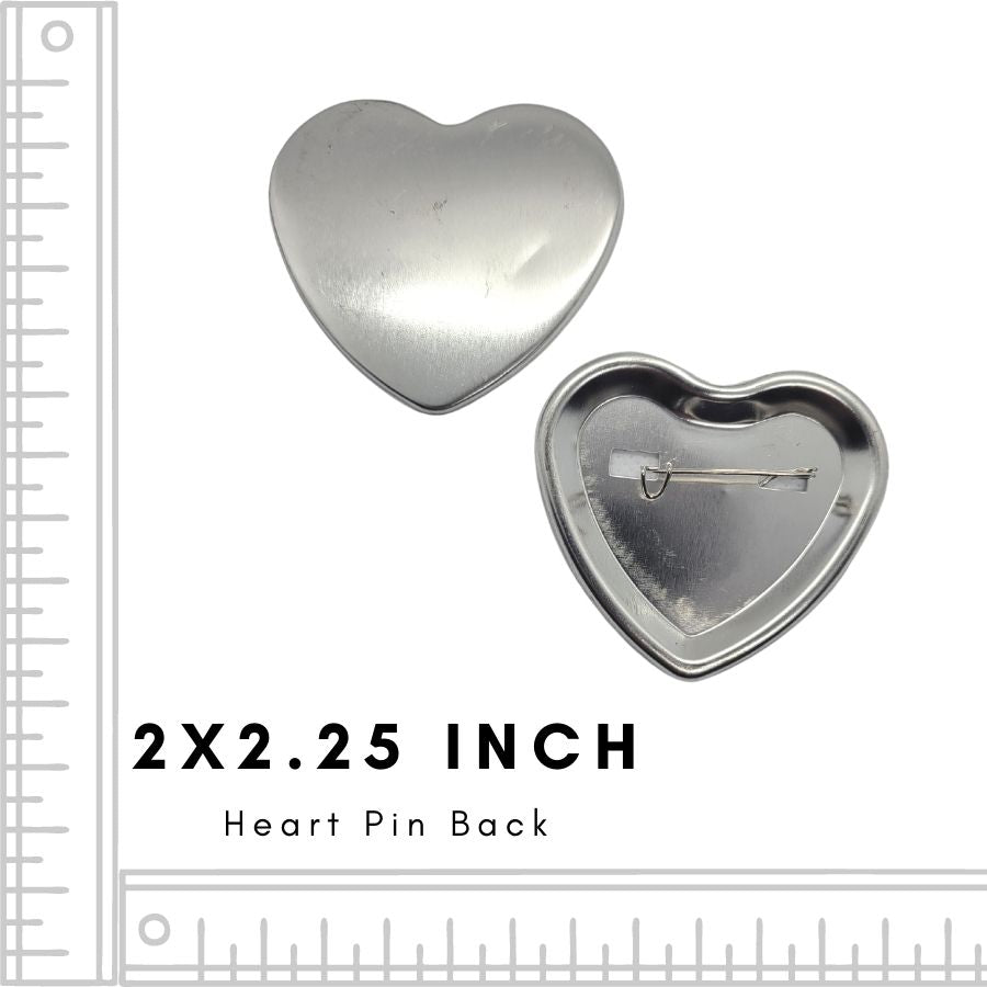 Heart 2 x 2.25 Inch Pin Back Button