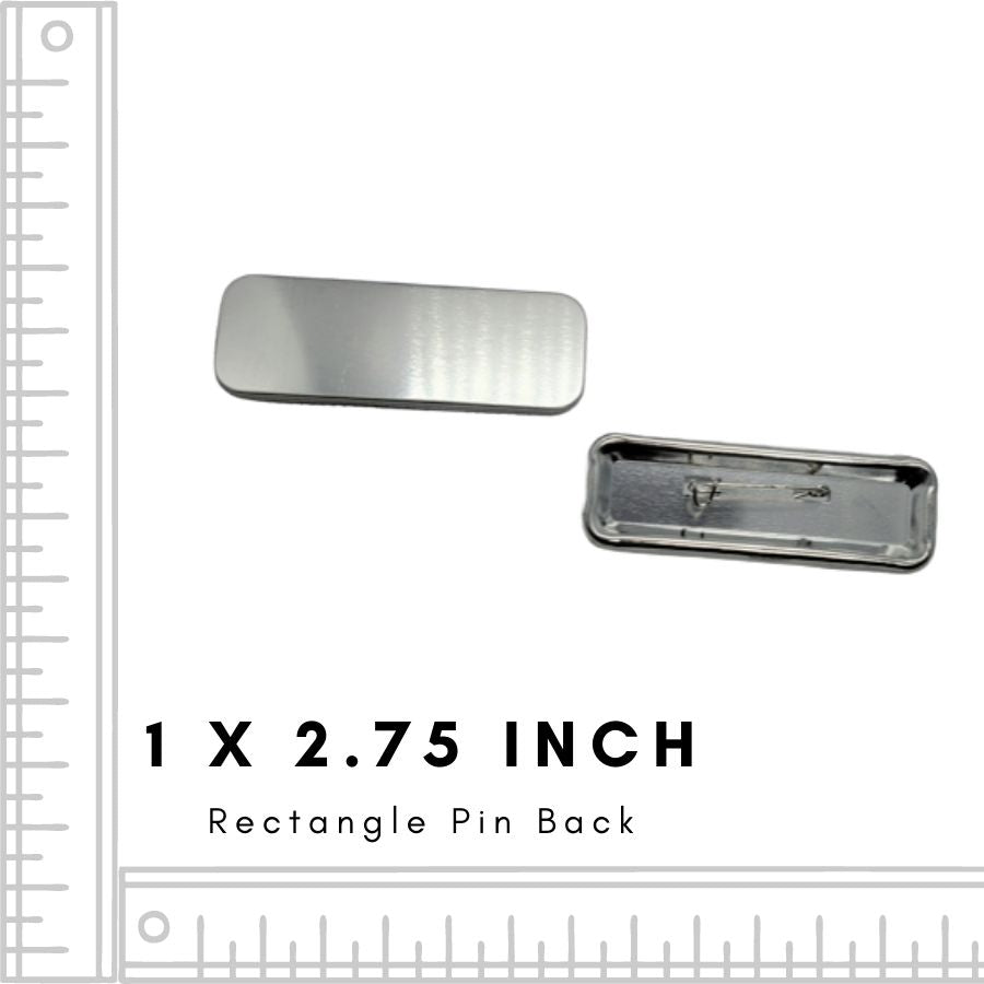 Rectangle 1 x 2.75 Inch Horizontal Pin Back Button
